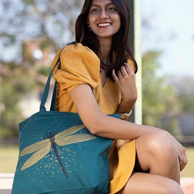 Ecoright Aesthetic Canvas Tote Bag for Women Large Zipper Tote Bags with Pocket, Womens Tote Bag for Yoga, Work, Beach