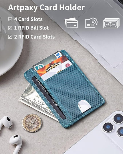 Artpaxy Slim Wallet for Men & Women, Minimalist Front Pocket Card Holder for Travel, RFID Blocking, Water Resistant Nylon Wallet for ID & Cash & Credit Card