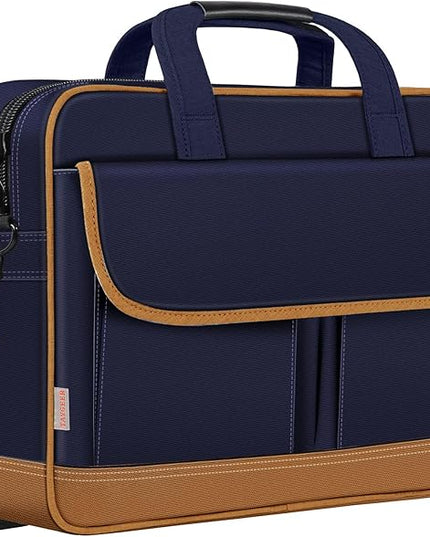 Taygeer Briefcases for Men, Water Resistant Laptop Bag 15.6 Inch for Business, Travel Office Crossbody Carry On Laptop Carrying Case, Messenger Shoulder Bag Fit 15.6 Inch Notebook/Computer, Blue Brown