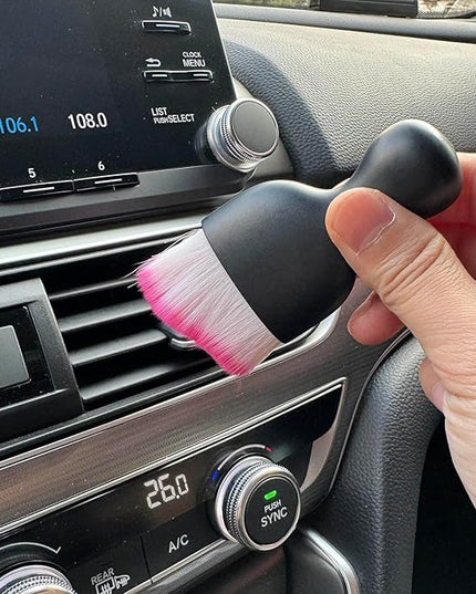Car Detailing Brush, Soft Bristle Cleaning Brush, Scratch-Free Auto Duster Tool for Dashboard, Air Vents, Leather & Interior Cleaning (Black&Rose)