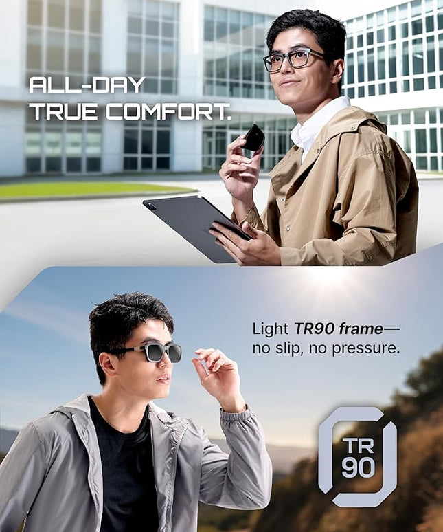 2-in-1 Magnetic Clip- On Blue Light Blocking Glasses – Wayfarer Black Frame + Grey Polarized UV400 Clip, TR90 Lightweight, Anti-Reflective Unisex Computer Eyewear