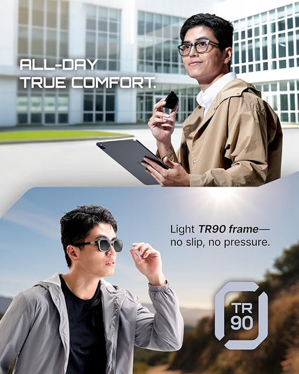 2-in-1 Magnetic Clip- On Blue Light Blocking Glasses Round Semi Cat-Eye Frame+Polarized UV400 Clip, TR90 Frame