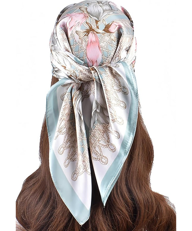 MINIDORA Satin Scarves for Women 27.5 × 27.5 inches Medium Square Elegant Silk Feeling Head Scarf