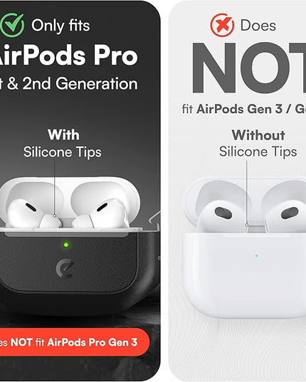 Keybudz for AirPods Pro 2 Case with Lock - Fully Waterproof AirPods Pro 2nd Generation Case Cover - Keychain, Rugged Tough Protection, Hard Shell and Carabiner for USB-C/Lightning (Carbon Black)