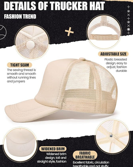 10 Pcs Sublimation Blank Trucker Hats Bulk Mesh Baseball Cap Polyester Mesh Trucker Hat for Men and Women