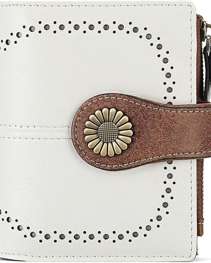 SENDEFN Small Womens Wallet Leather Bifold Card Holder RFID Blocking with Zipper Coin Pocket
