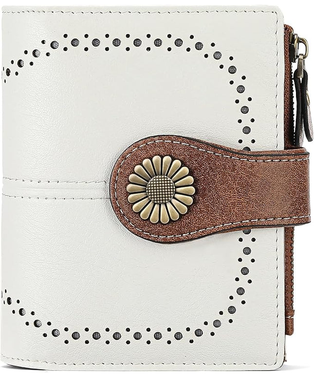 SENDEFN Small Womens Wallet Leather Bifold Card Holder RFID Blocking with Zipper Coin Pocket