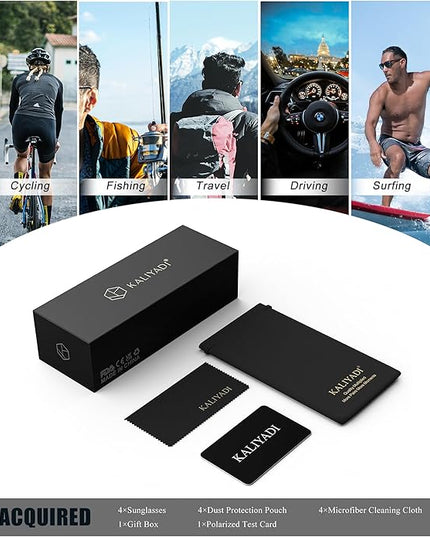 KALIYADI Sunglasses Men Polarized Sun glasses for Mens Womens Classic Matte Black Frame UV Protection 3pack