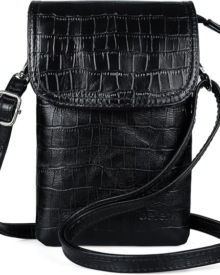 befen Genuine Leather Small Crossbody Bags for Women Cell Phone Bag Cross Body Purses,Silver Zipper
