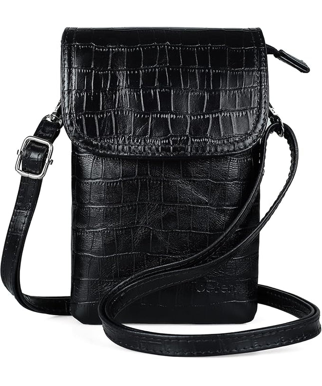 befen Genuine Leather Small Crossbody Bags for Women Cell Phone Bag Cross Body Purses,Silver Zipper