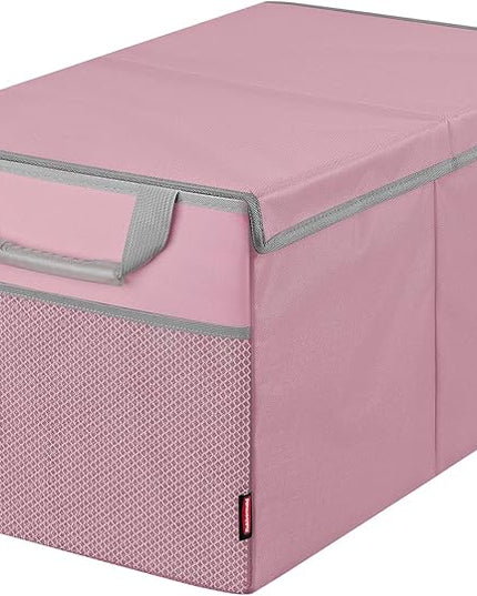Rubbermaid Car Organizer, Collapsible Trunk Organizer, Multi-Compartment Car Storage Organization for Car Accessories, 2 Compartments With Cover, 21.65"*14.17"*12.2" - Pink