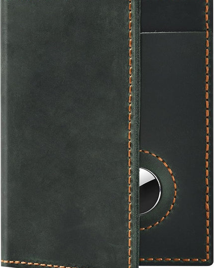 Passport Holder for Travel, Genuine Leather Passport Holder with Airtag, Rfid Passport Wallet Cover Case for Women Men, Travel Essentials Gift, Green