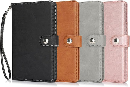 Passport Holder for Travel Essentials, RFID Blocking PU Leather Wallet Cover with Wristlet Strap Magnetic Closure Passport Book Holders Case for Women and Men, Grey