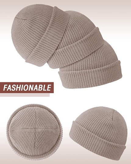 Zhanmai 12 Pack Small Winter Beanie Hats Bulk Warm Knitted Cuffed Skull Cap for Men Women
