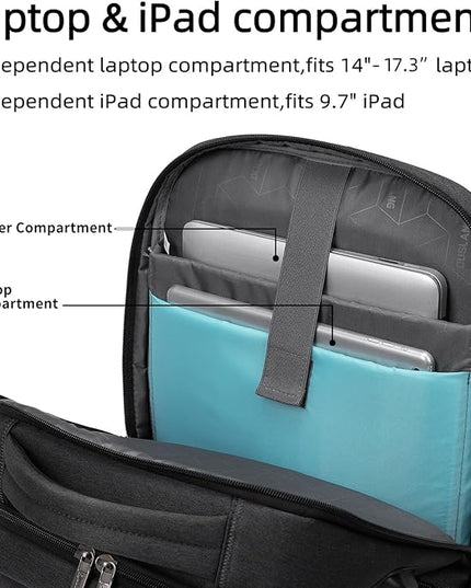 DUSLANG 17 Inch Laptop Backpack for Travel Water Resistant College Backpack for Men/Women Laptop Bag with USB Charging Port, Green A