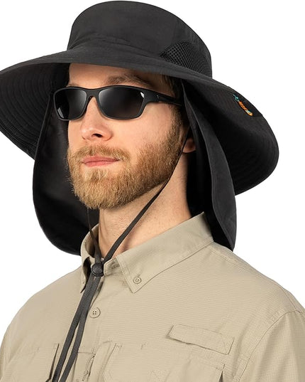 SUN CUBE Wide Brim Sun Hat Men Women, Fishing Hats Sun UV Protection, Mens Hiking Bucket Hat Safari Beach Boonie, UPF 50+