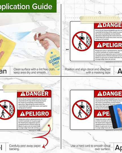 Danger Fall Or Crush Hazard Always Use The Level Mounted Bilingual Sign, 10x7 Inches, 4 Mil Vinyl Decal Stickers Weather Resistant, Made in USA by My Sign Center