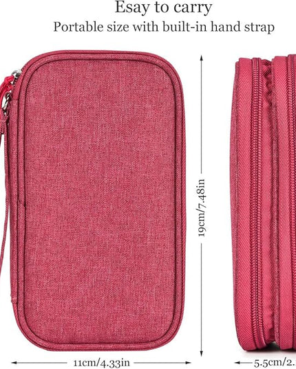 Electronic Organizer Travel Cable Accessories Bag, Electronic Organizer Case, Waterproof Electronic Accessories Organizer Bag for Power Bank, Charging Cords, USB Cable (Rose Red)