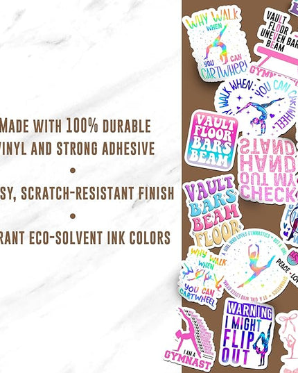 16PCS Gymnastics Stickers for Girls Kids, Gymnastics Stickers for Water Bottles Scrapbook Poster Board, Gymnastics Vinyl Stickers Waterproof Favors for Party