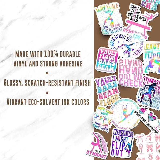 16PCS Gymnastics Stickers for Girls Kids, Gymnastics Stickers for Water Bottles Scrapbook Poster Board, Gymnastics Vinyl Stickers Waterproof Favors for Party