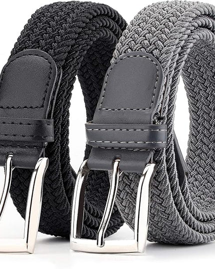 Radmire 2 Pack Elastic Braided Woven Canvas Belts for Men and Women