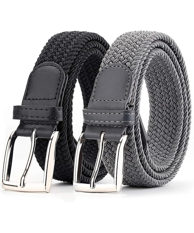 Radmire 2 Pack Elastic Braided Woven Canvas Belts for Men and Women