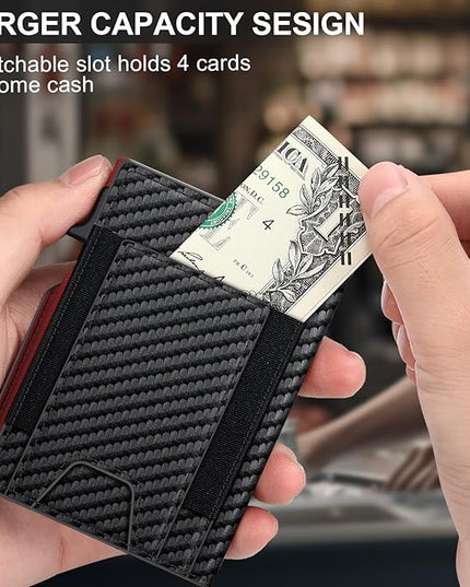 Wallet for Men Wallet with Slim Pop Up Card Holder 9-13 Cards, Bifold Minimalist Smart Wallet RFID Blocking Credit Card Holder with ID Window & Stretchable Cash Slot Compact Metal Aluminum Card Case