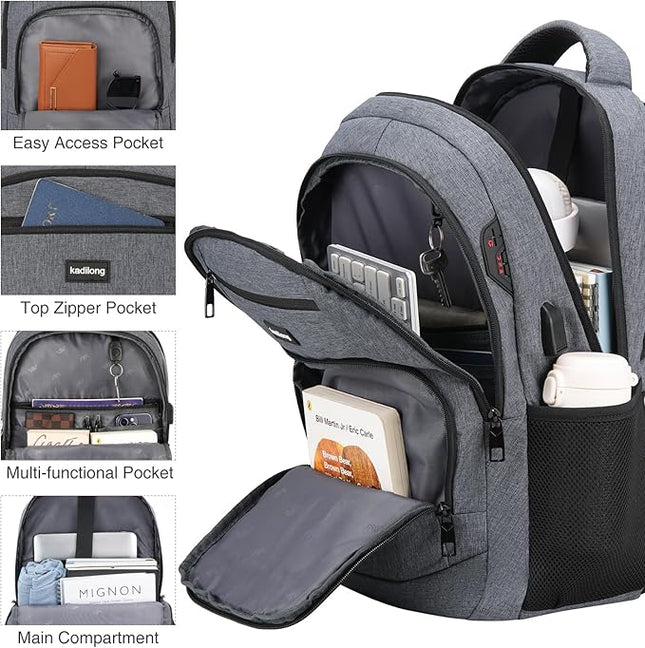 School Backpacks for Men Teen Boys,Laptop Backpack College Bookbag Computer Bag for Work Business Middle High School with USB Port Fits 15.6 Inch Laptop