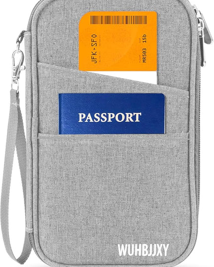 Passport Holder Family, Women Rfid BlockingWallet, Travel Essentials Premium Wallets, Waterproof Passport Holders Bag for Men Traveling, Travel Document Organizer Credit Cards Case (Gray)
