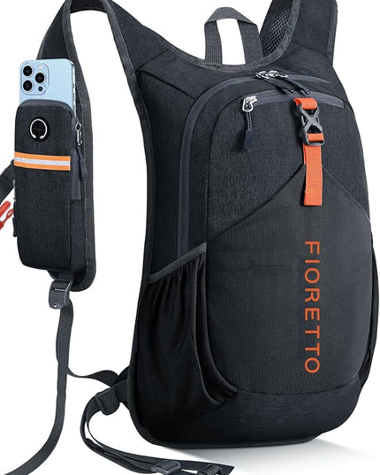 FIORETTO 20L Hiking Backpack for Women Men Mini Packable Backpack Lightweight Small Daypack for Camping Travel Outdoor, Black