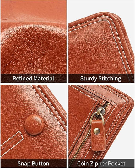 TFKGS Slim Wallet for Women RFID Wallet Women Small Wallets Woman Thin Credit Card Holder RFID womens wallet Blocking Bifold Compact Pocket Ladies Leather Brown Mini Purse