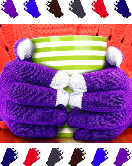 Pangda 12 Pairs Winter Touch Screen Gloves for Men Women Stretch Knitted Texting Gloves Warm Windproof Solid Color Mittens
