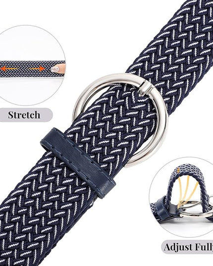 JASGOOD Women Men Braided Woven Elastic Stretch Belt Golf Canvas Casual Belt for Jeans Pants