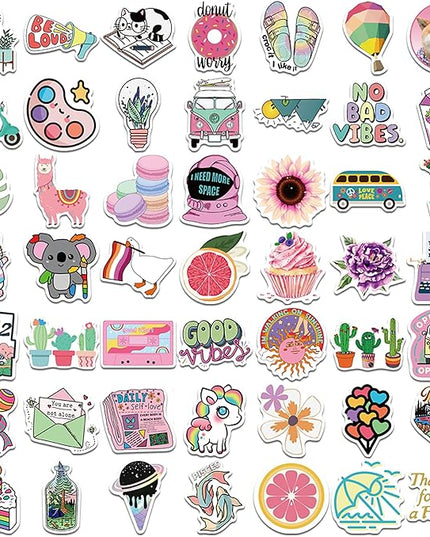 Girl's Black and White Stickers Pack 50 PCS Waterproof Water Bottle Laptop Skateboard Phone Computer Stickers for Teens Kids
