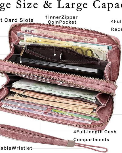 YAPAIOU Wallet For Women Large Capacity Wristlet Purse for Women RFID Blocking Multi Clutch Wallet