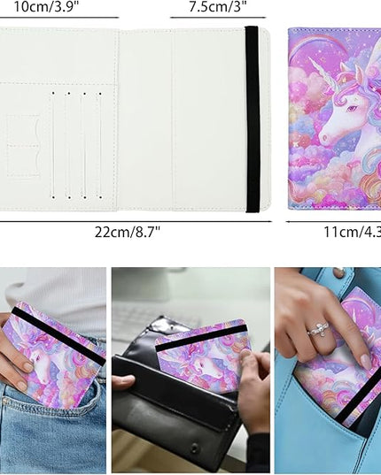 Passport Holder for Women and Men PU Leather Passport Cover for Travel (White Horse)