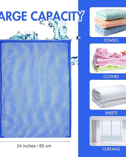 Berlune 30 Pack Large Mesh Laundry Bags, 24 x 36 Inch Bulk Wash Set with Drawstring for Commercial Use, Dorms, Vacation Rentals, Laundromats, Apartments & Facilities(Blue)