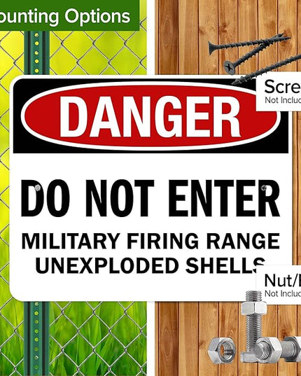 Danger Do Not Enter Military Firing Range Unexploded Shells Sign, 24x30 Inches, Rust Free .063 Aluminum, Fade Resistant, Made in USA by My Sign Center