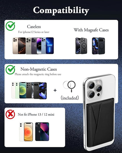 TopMade for MagSafe Wallet, Strongest Magnetic Card Holder for iPhone 17/16/15/14/13/12 Series, Minimalist Leather Trifold Magnetic Wallet for Phone Case, 9 Cards Holder, RFID Blocking, Black