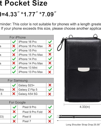KUKOO Small Crossbody Bag Cell Phone Purse Wallet with Credit Card Slots for Women