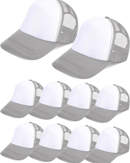 10 Pcs Sublimation Blank Trucker Hats Bulk Mesh Baseball Cap Polyester Mesh Trucker Hat for Men and Women