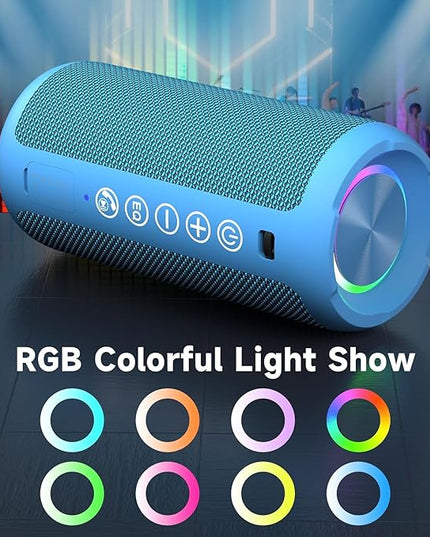 Ortizan Portable Bluetooth Speakers, IPX7 Waterproof Wireless Outdoor Speaker with 24W Loud Stereo Sound And Bluetooth 5.3, Deep Bass, RGB Lights, Dual Pairing, 30H Playtime for Home, Party
