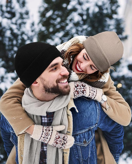 Zhanmai 12 Pack Small Winter Beanie Hats Bulk Warm Knitted Cuffed Skull Cap for Men Women