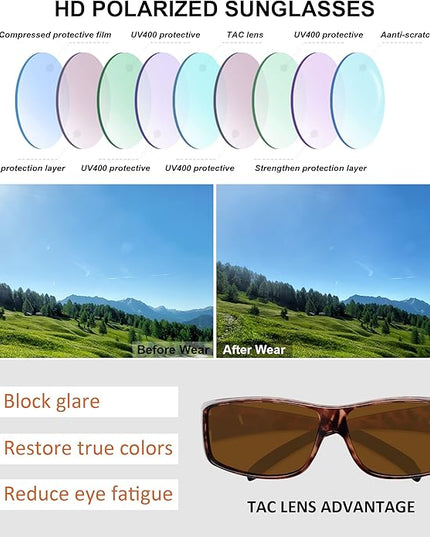MEETSUN Fit Over Glasses Sunglasses for Men Women,Wrap Around Sunglasses Polarized UV400 Protection