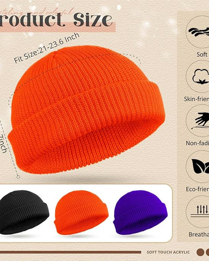 SATINIOR 4 Pieces Trawler Beanie Watch Hat Roll up Edge Skullcap Fisherman Beanie Unisex