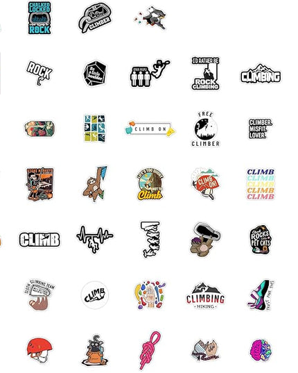 BulbaCraft Rock Climbing Stickers for Water Bottle and Laptop - Rock Climbing Party Supplies & Decorations, Waterproof Vinyl Decals, Adventure and Sport Stickers, Gifts for Women & Men