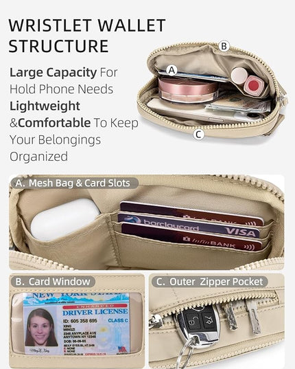 WESTBRONCO Wristlet Wallets for Women Nylon Quilted RFID Wallet with 3 Zipper Purse for Travel