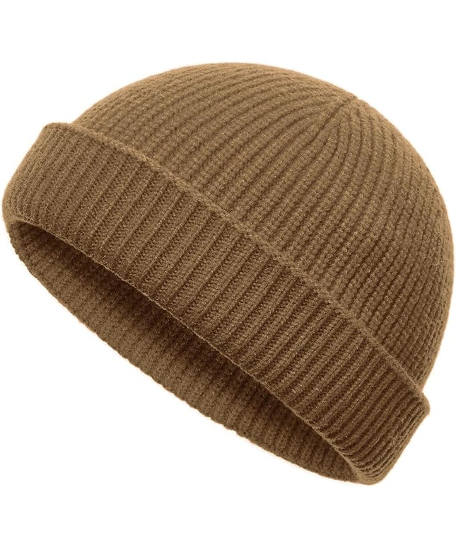 vidsel Thin Wool Fisherman Beanie Hat for Men Women Fall Winter,Short Knit Cuffed Fashion Trawler Skull Cap,Watch Cap