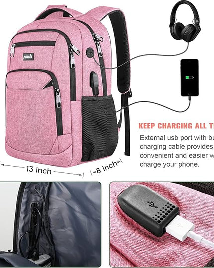 Paude Backpack for Women and Teen Girls, School/College Laptop Bookbag for City Trip, Pink
