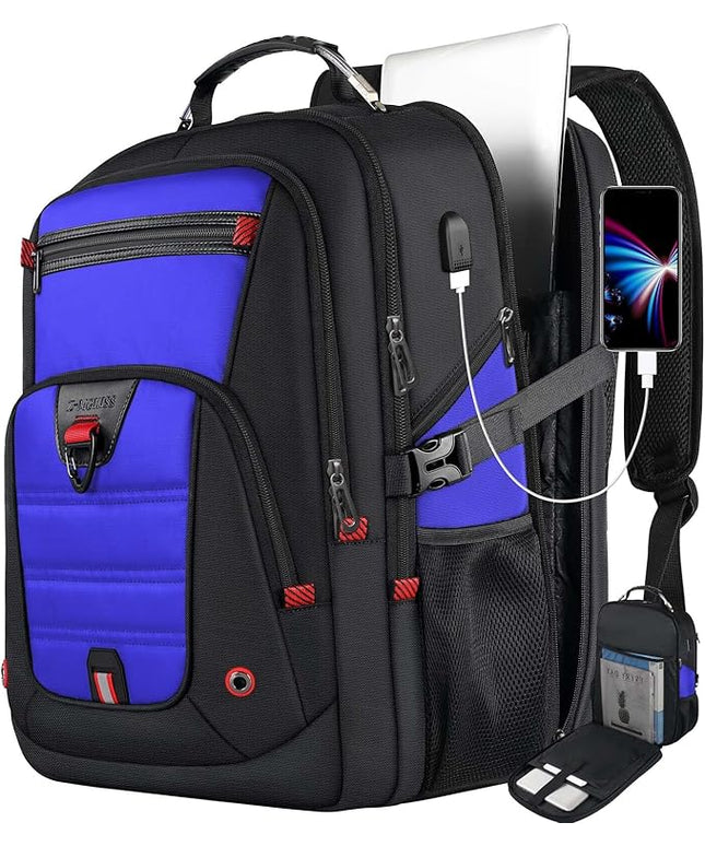 Z-MGKISS Gaming Laptop Travel Backpack Fits 18.4"-19" Laptops, Extra Large TSA Carry On Bag, College Business Work Mens Backpack, Blue